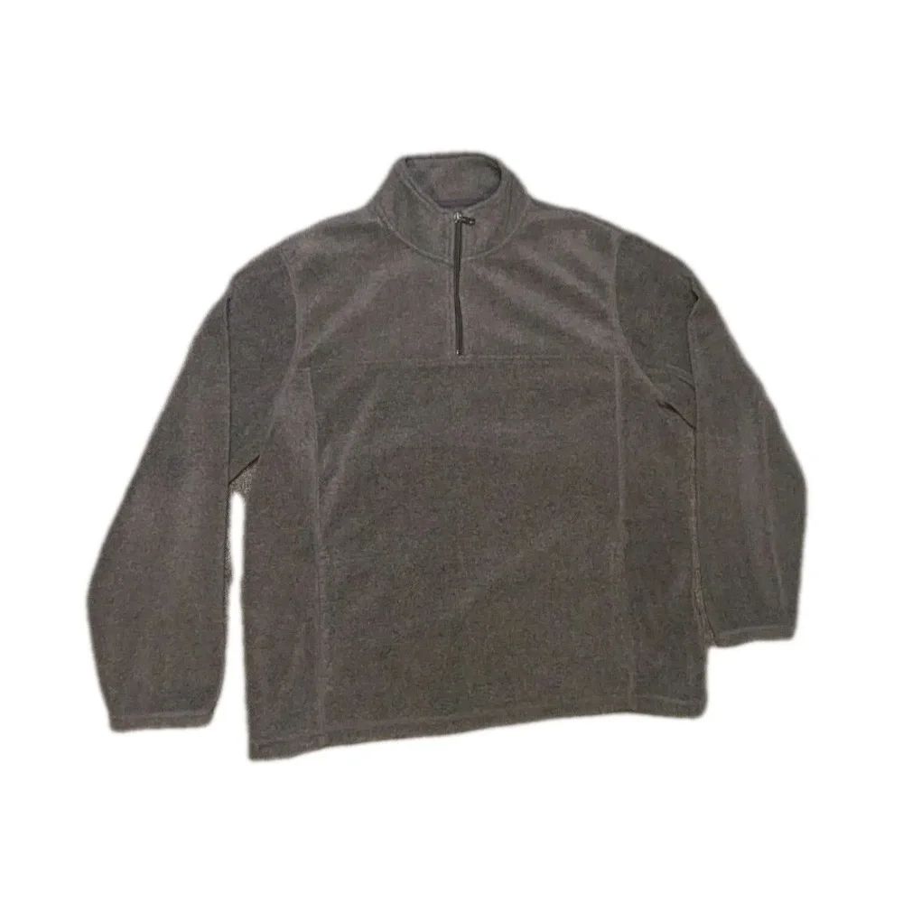 Croft &‎ Barrow Men's Fleece Pullover Jacket Large 1/4 Zip Gray Sweatshirt